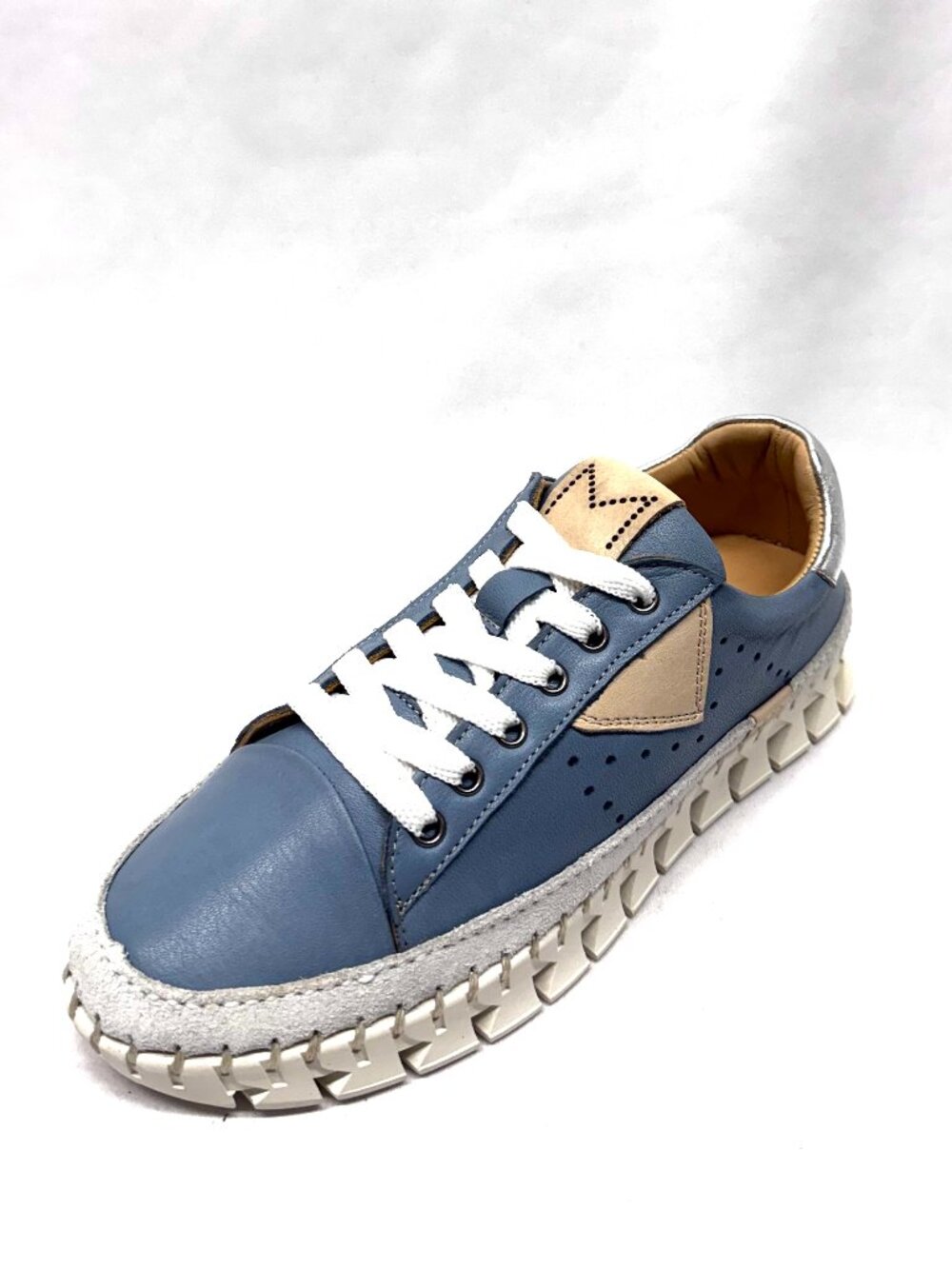 MIZ MOOZ LEATHER CASUAL PLATFORM LACE UP SNEAKERS BLUE / TAN 37EU / 7US S 36 - Picture 4 of 5